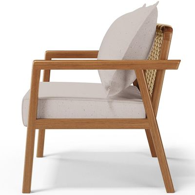 Poltrona Decorativa Para Sala de Estar e Living Alícia B04 Linho Bege - Lyam Decor