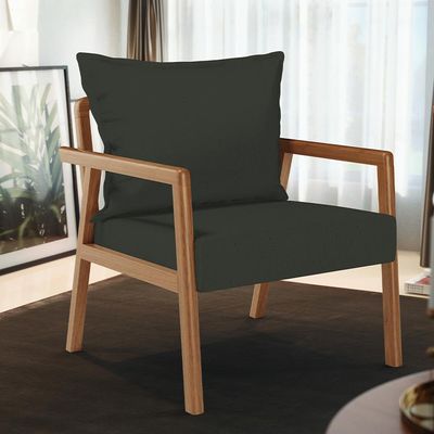 Kit 02 Poltronas Decorativa Para Sala de Estar Alícia B04 Linho Verde Musgo - Lyam Decor