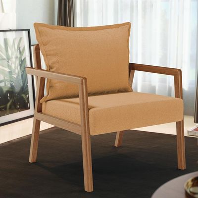 Poltrona Decorativa Para Sala de Estar e Living Alícia B04 Bouclê Mostarda - Lyam Decor