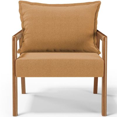 Poltrona Decorativa Para Sala de Estar e Living Alícia B04 Bouclê Mostarda - Lyam Decor