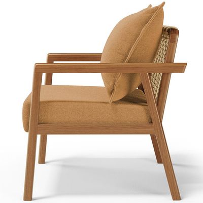 Poltrona Decorativa Para Sala de Estar e Living Alícia B04 Bouclê Mostarda - Lyam Decor