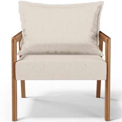 Poltrona Decorativa Para Sala de Estar e Living Alícia B04 Linho Cru - Lyam Decor