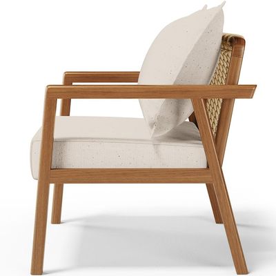 Poltrona Decorativa Para Sala de Estar e Living Alícia B04 Linho Cru - Lyam Decor