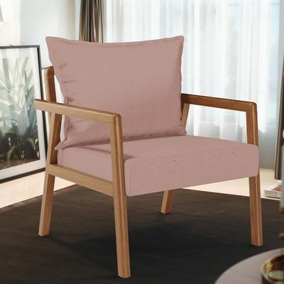 Poltrona Decorativa Para Sala de Estar e Living Alícia B04 Linho Rosê - Lyam Decor