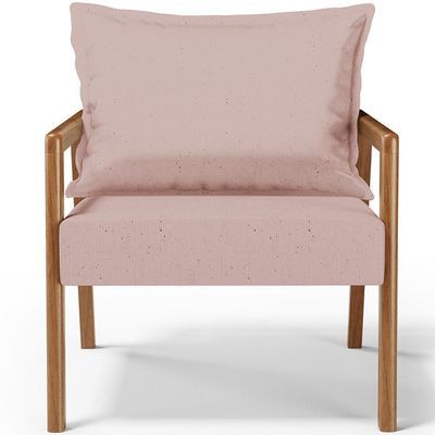Poltrona Decorativa Para Sala de Estar e Living Alícia B04 Linho Rosê - Lyam Decor