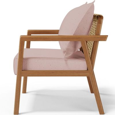 Poltrona Decorativa Para Sala de Estar e Living Alícia B04 Linho Rosê - Lyam Decor