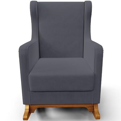 Poltrona de Amamentação com Balanço Mavie L02 Suede Cinza - Lyam Decor