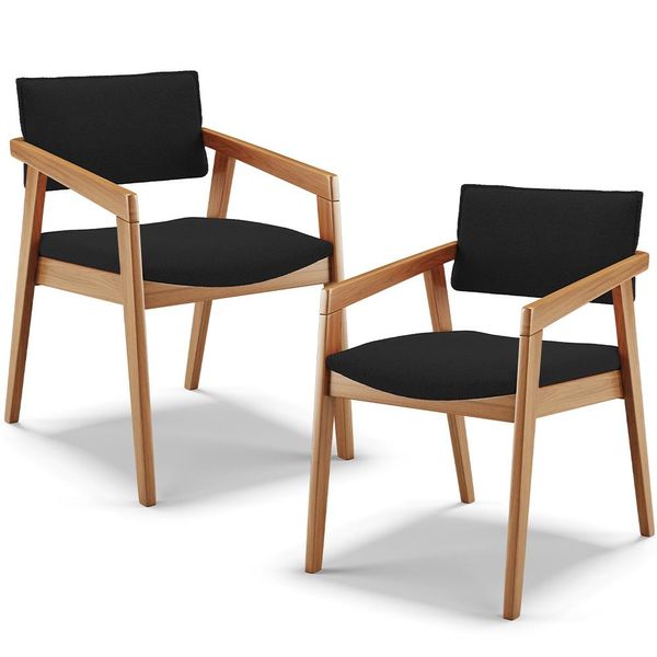 Kit 02 Cadeiras Para Sala de Jantar Estar Living Giorgia B04 Bouclê Preto - Lyam Decor