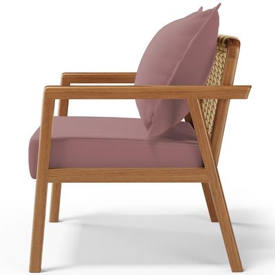Poltrona Decorativa Para Sala de Estar e Living Alícia B04 Suede Rosê - Lyam Decor