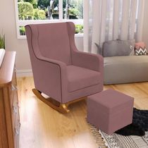Poltrona de Amamentação com Balanço Mavie L02 Suede Rosê - Lyam Decor