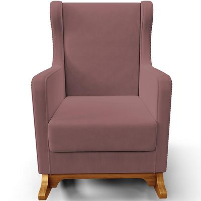 Poltrona de Amamentação com Balanço Mavie L02 Suede Rosê - Lyam Decor