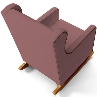 Poltrona de Amamentação com Balanço Mavie L02 Suede Rosê - Lyam Decor