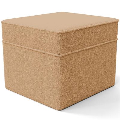 Poltrona de Amamentação com Balanço e Puff Mavie L02 Bouclê Mostarda - Lyam Decor