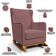 Poltrona de Amamentação com Balanço e Puff Mavie L02 Suede Rosê - Lyam Decor