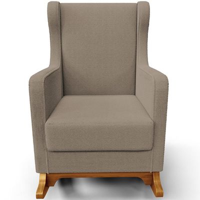 Poltrona de Amamentação com Balanço Mavie L02 Bouclê Bege - Lyam Decor