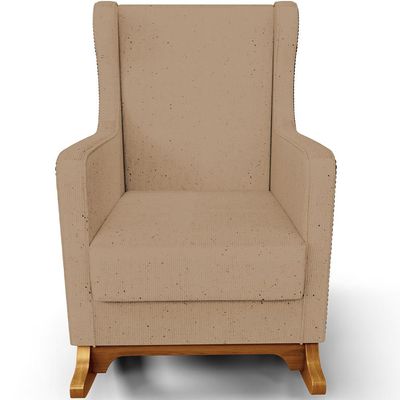 Poltrona de Amamentação com Balanço Mavie L02 Linho Bege Escuro - Lyam Decor
