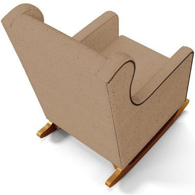 Poltrona de Amamentação com Balanço Mavie L02 Linho Bege Escuro - Lyam Decor