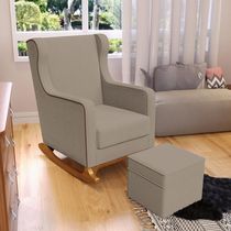 Poltrona de Amamentação com Balanço e Puff Mavie L02 Bouclê Bege - Lyam Decor