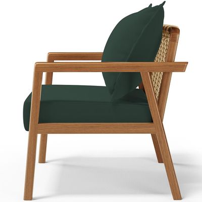 Poltrona Decorativa Para Sala de Estar e Living Alícia B04 Suede Verde Musgo - Lyam Decor