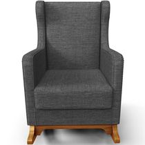 Poltrona de Amamentação com Balanço Mavie L02 Linho Cinza Escuro - Lyam Decor