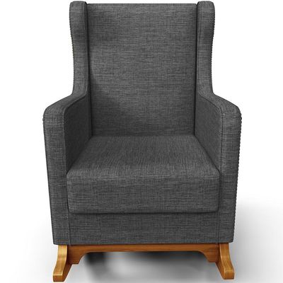 Poltrona de Amamentação com Balanço Mavie L02 Linho Cinza Escuro - Lyam Decor
