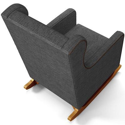 Poltrona de Amamentação com Balanço Mavie L02 Linho Cinza Escuro - Lyam Decor
