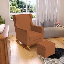 Poltrona de Amamentação com Balanço Mavie L02 Bouclê Terracota - Lyam Decor