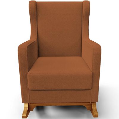 Poltrona de Amamentação com Balanço Mavie L02 Bouclê Terracota - Lyam Decor