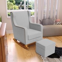 Poltrona de Amamentação com Balanço Mavie L02 Bouclê Cinza - Lyam Decor