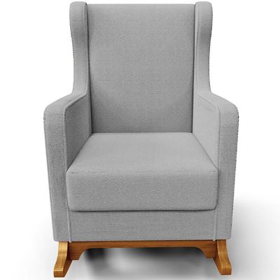Poltrona de Amamentação com Balanço Mavie L02 Bouclê Cinza - Lyam Decor