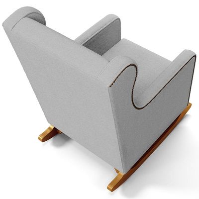 Poltrona de Amamentação com Balanço Mavie L02 Bouclê Cinza - Lyam Decor