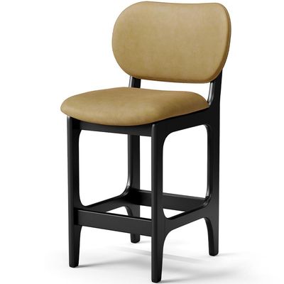 Kit 02 Banquetas Baixa Bar Cozinha E Sala De Jantar Fixa Betta L02 Preto Couríssimo Casco Fendi - Lyam Decor