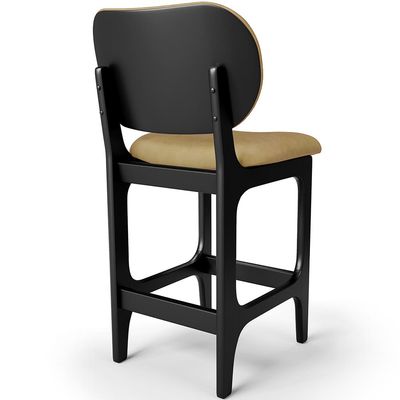 Kit 05 Banquetas Baixa Bar Cozinha E Sala De Jantar Fixa Betta L02 Preto Couríssimo Casco Fendi - Lyam Decor