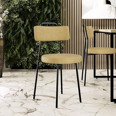 Cadeira Decorativa Estofada Para Sala De Jantar Barcelona L02 Couríssimo Casco Fendi - Lyam Decor