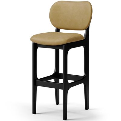 Kit 2 Banquetas Alta Bar Cozinha Sala Jantar Fixa Betta L02 Preto Couríssimo Casco Fendi - Lyam Decor
