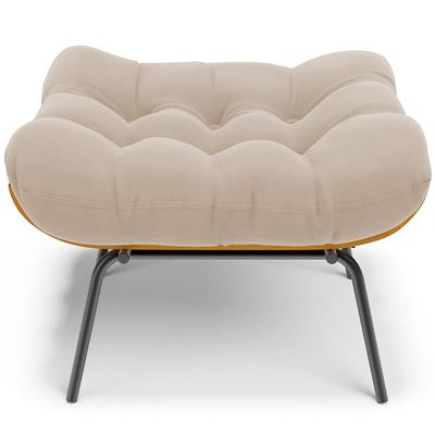 Puff Decorativo Sala de Estar Costela L02 Suede Bege - Lyam Decor