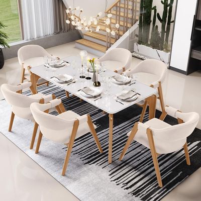 Kit 02 Cadeiras de Jantar e Estar Living Estofada Nadja L02 Suede Bege - Lyam Decor