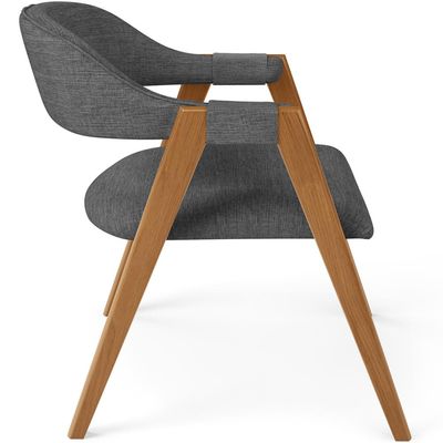 Cadeira de Jantar e Estar Living Estofada Nadja L02 Linho Cinza Escuro - Lyam Decor