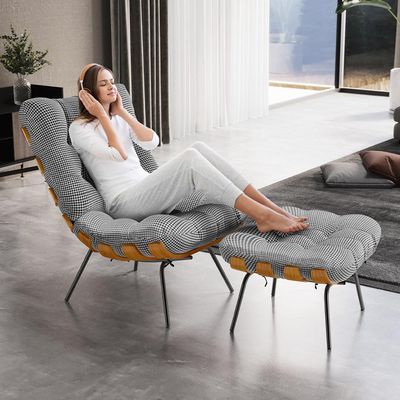 Puff Decorativo Sala de Estar Costela L02 Pied Poule - Lyam Decor