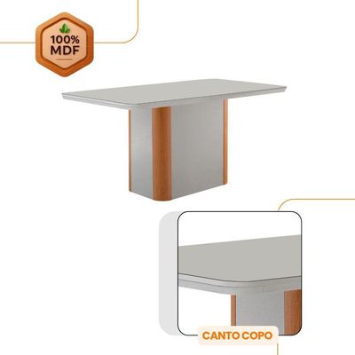 Mesa De Jantar Isadora 120cm Tampo Mdf Vidro Com 4 Cadeiras Linho Capuccino Tork Natural Off White Serigueira