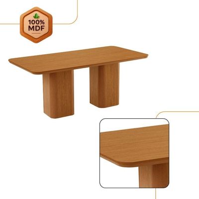 Mesa De Jantar Eloise 180cm Tampo Mdf Com 6 Cadeiras Moderna Linho Capuccino/tork/naturale