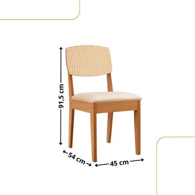 Conjunto Com 2 Cadeiras Mdf Copper Premium Veludo Creme Naturale