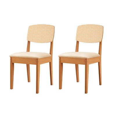 Conjunto Com 2 Cadeiras Mdf Copper Premium Veludo Creme Naturale