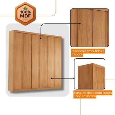 Guarda Roupa Casal Boston 6 Portas 4 Gavetas Moderna Naturalle