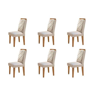 Conjunto Com 6 Cadeiras Para Sala De Jantar Melissa Rufato Imbuia/veludo Creme
