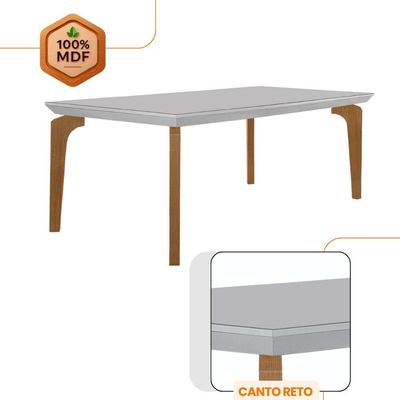 Conjunto Sala De Jantar Mesa Liz 180 Cm E 6 Cadeiras Liz Turim/off White/imbuia/serig. Off White