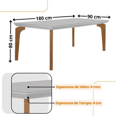 Conjunto Sala De Jantar Mesa Liz 180 Cm E 6 Cadeiras Liz Turim/off White/imbuia/serig. Off White