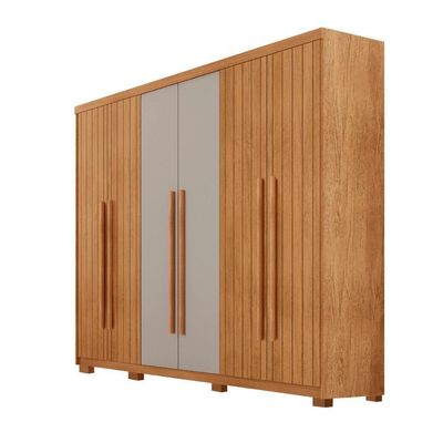 Guarda Roupa Casal Toronto 6 Portas 2 Gavetas Com Pés Moderna Naturalle Off White Com Pés