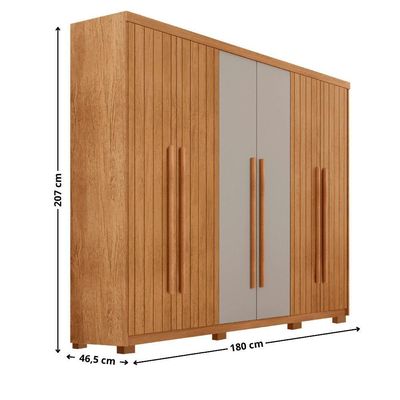 Guarda Roupa Casal Toronto 6 Portas 2 Gavetas Com Pés Moderna Naturalle Off White Com Pés