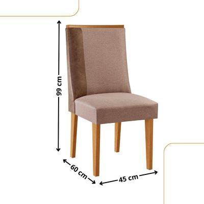 Conjunto Com 2 Cadeiras Mdf Diane P/ Sala De Jantar Moderna Linho Capuccino / Tork / Naturale